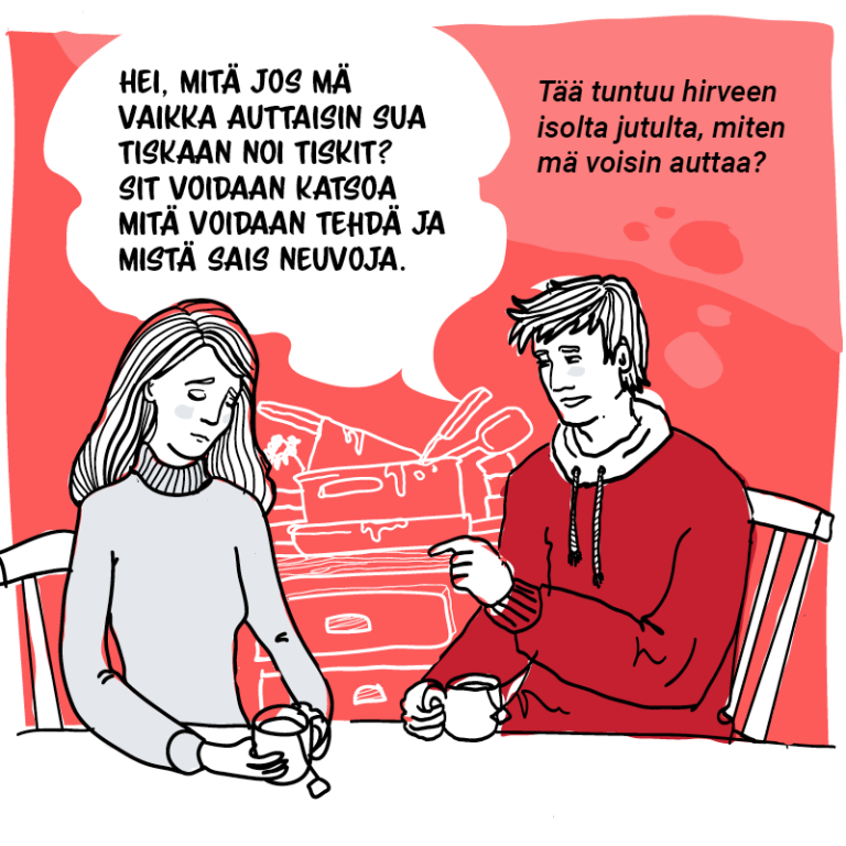 Kuinka puhua huolesta? -sarjakuva. 4. ruutu.