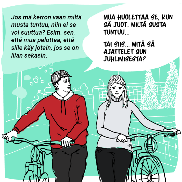Kuinka puhua huolesta? -sarjakuva. 2. ruutu.