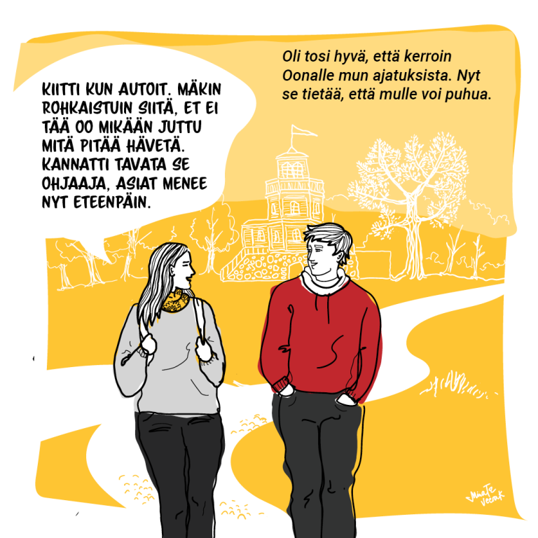 Kuinka puhua huolesta? -sarjakuva. 9. ruutu.