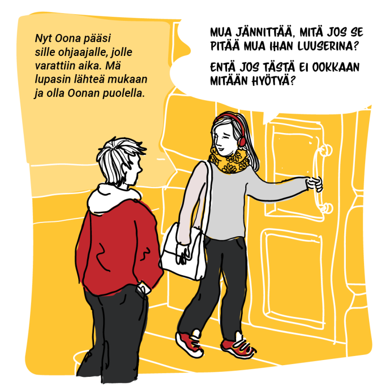 Kuinka puhua huolesta? -sarjakuva. 8. ruutu.