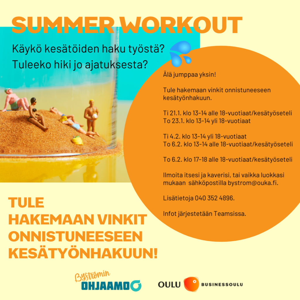 SUMMER WORKOUT - kesätyöinfojen mainos.