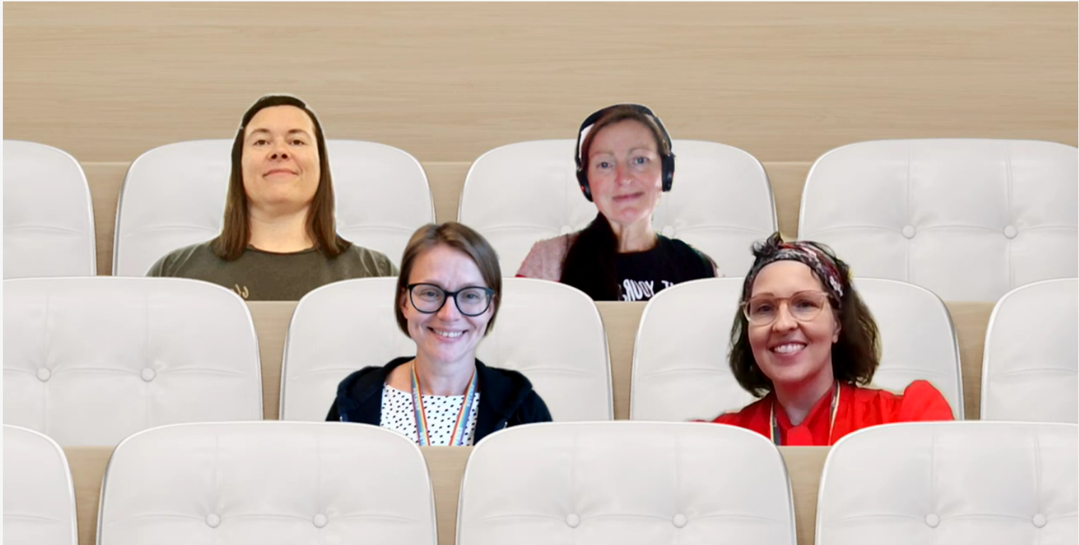 Liisa, Hanna, Tuula ja Merja-Maaria nuorten tieto- ja neuvontapalvelusta.