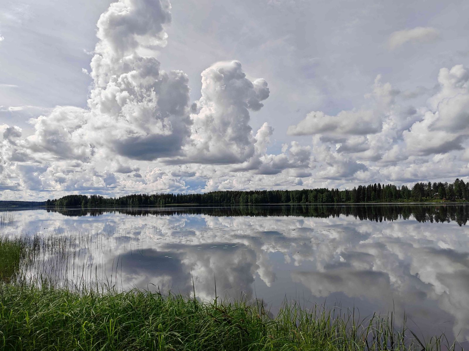 A lake view.