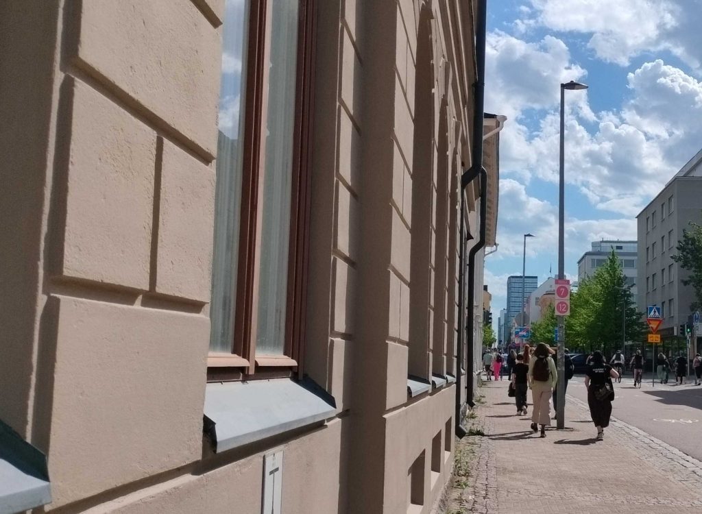 People walking and cycling.
